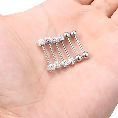 14 г хрустальный шар для сосков и языка Язык щит кольцо &amp Нержавеющая сталь