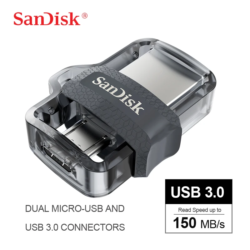 Двойной Флеш накопитель SanDisk USB 3 0 флеш 32G высокая скорость Dual OTG флэш 64 г 128 мини 256
