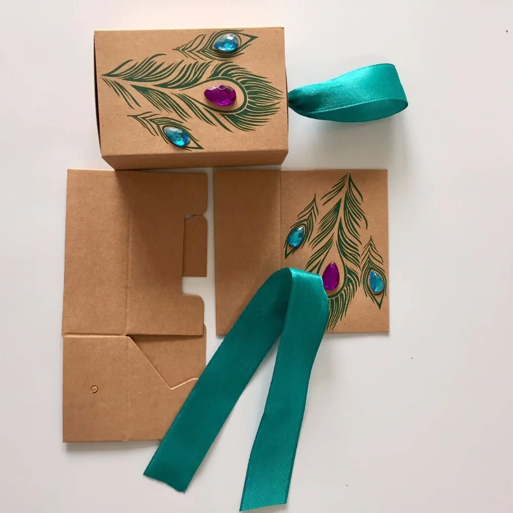 25 шт./упак. DIY Павлин перо конфеты коробки ящик дизайн Свадьба Дети День рождения