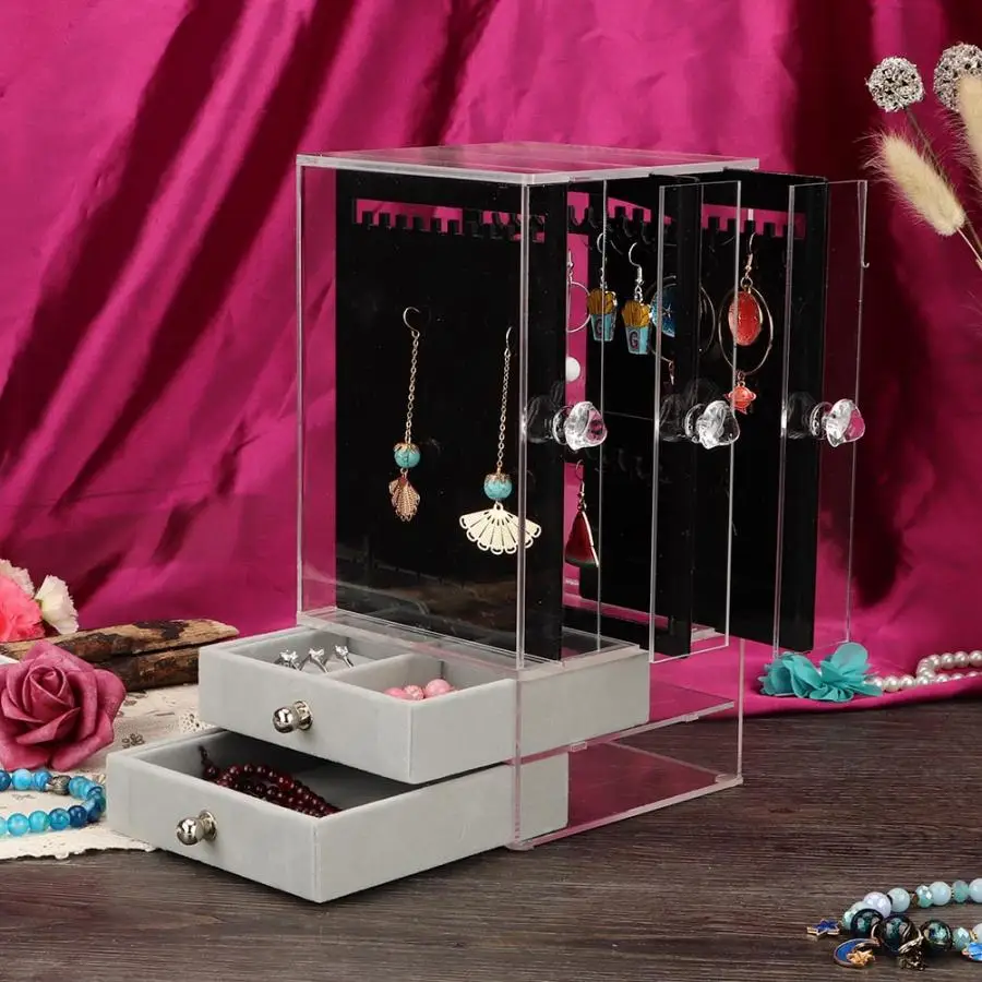 Прозрачная витрина для ювелирных изделий Подвесная подставка с ящиком ожерелья