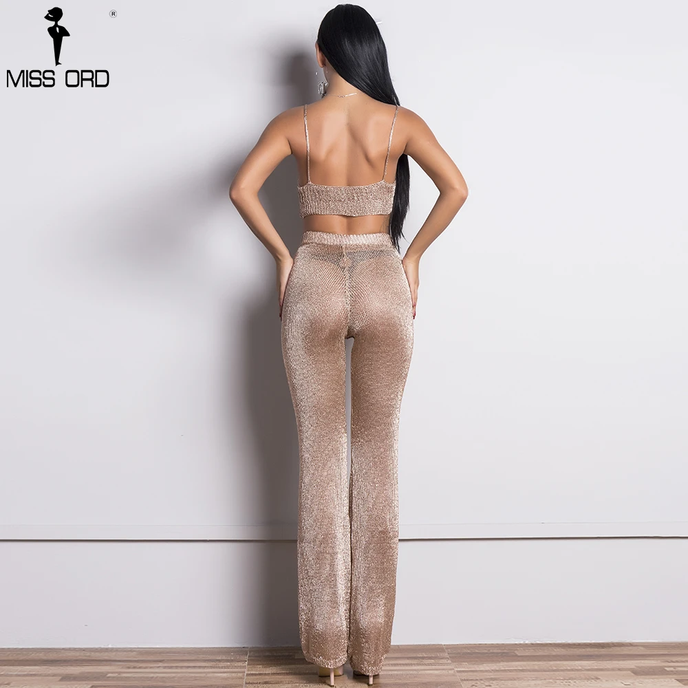 Женский комбинезон с открытыми плечами Missord элегантный однотонный золотыми