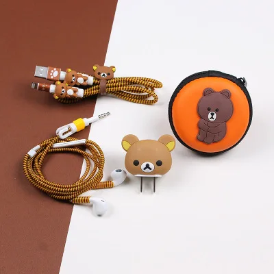 Хороший подарок милый мультяшный usb-кабель протектор для Наушников набор с кабелем Стикеры для намотки спиральный usb-шнур с зарядным устройством для iphone 5 6 6s 7 plus - Цвет: style 9