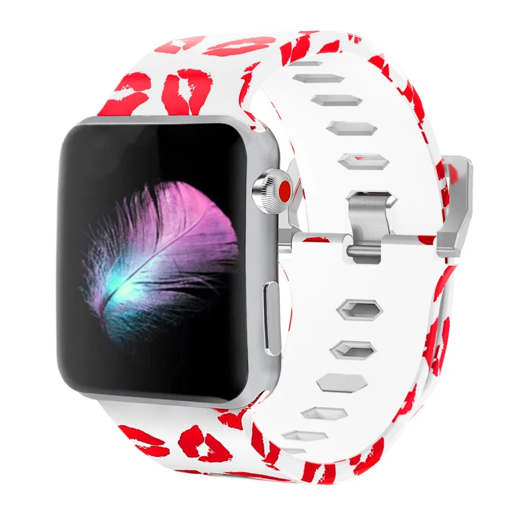Мягкий силиконовый ремешок для часов Odog с принтом Fllower для Apple Watch Series 4, 40 мм, 44 мм, ремешок для наручных часов, аксессуары для умных часов