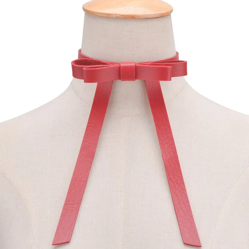 Elessical Personalized Punk Style Chokers Necklaces Multicolor PU Leather Bow Tie Choker Collar Woman Simple Jewelry Accessories | Украшения