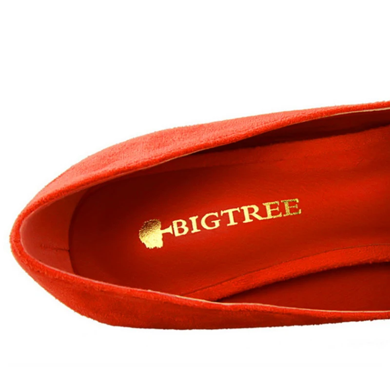 BIGTREE2018New/очень высокая женская обувь женские туфли лодочки из флока с острым
