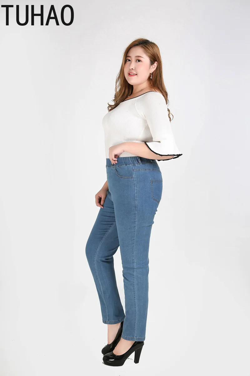 Женские узкие джинсы TUHAO эластичные джинсы-карандаш с высокой талией размера