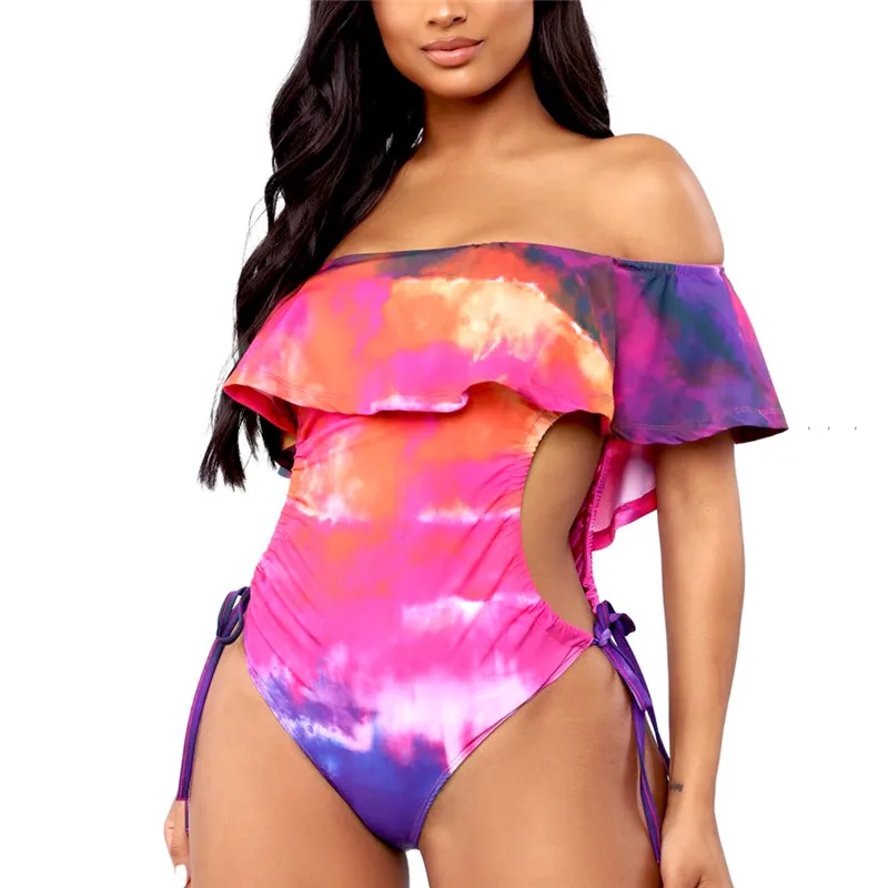 Новинка 2019 женские купальники с оборками и открытыми плечами боди заниженной
