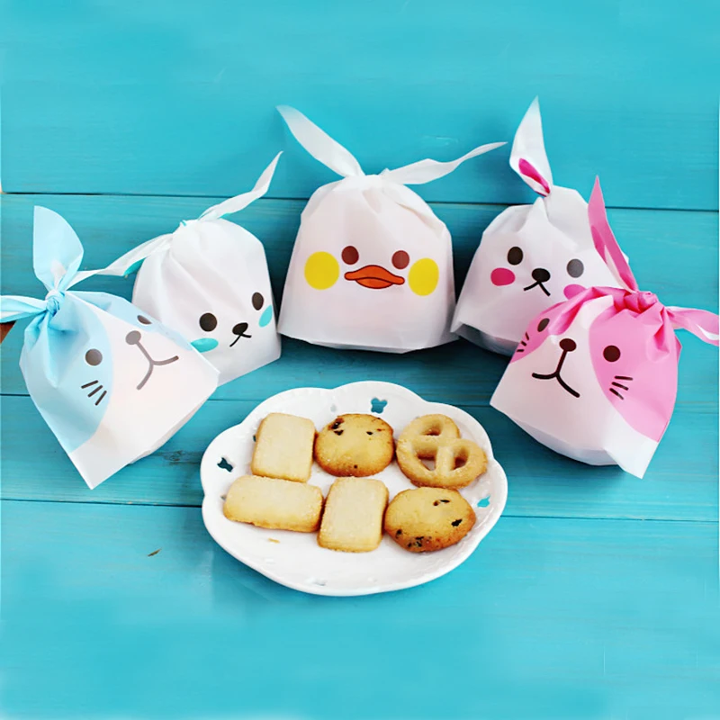 

Hot 10pcs/lot Cute Rabbit Ear Cookie Bags Gift Bags For Candy Biscuits Snack Baking Package Wedding Favors Gifts Easter Decor