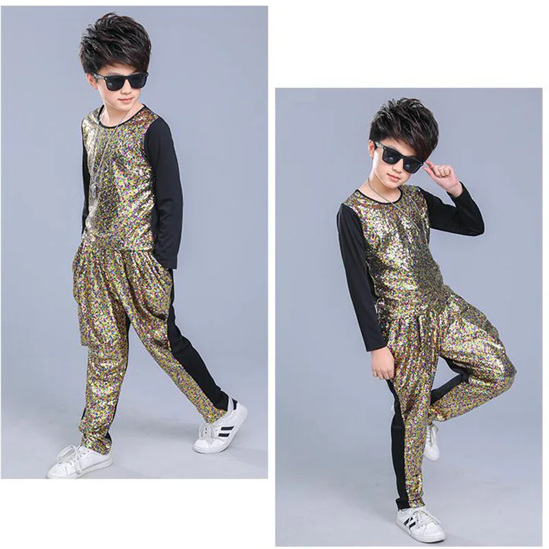 Детские брюки с блестками куртка одежда в стиле хип хоп костюм для джазовых