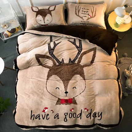 Design 9 Комплект из кораллового флиса с рисунком, теплые зимние утепленные фланелевые простыни, теплые пододеяльники, FL бархатные постельные принадлежности, простыня - Цвет: Design 9