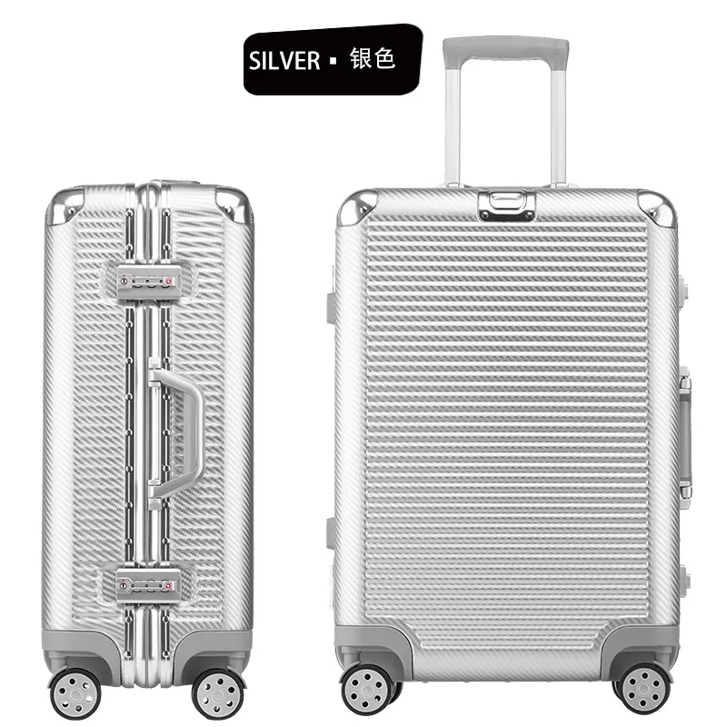 silver SEABIRD 2" 22" 2" 26" 29 дюймов алюминиевый каркас чемодан на колесиках для путешествий Спиннер переносить на каюте прокатки Hardside чемодан - Цвет: silver