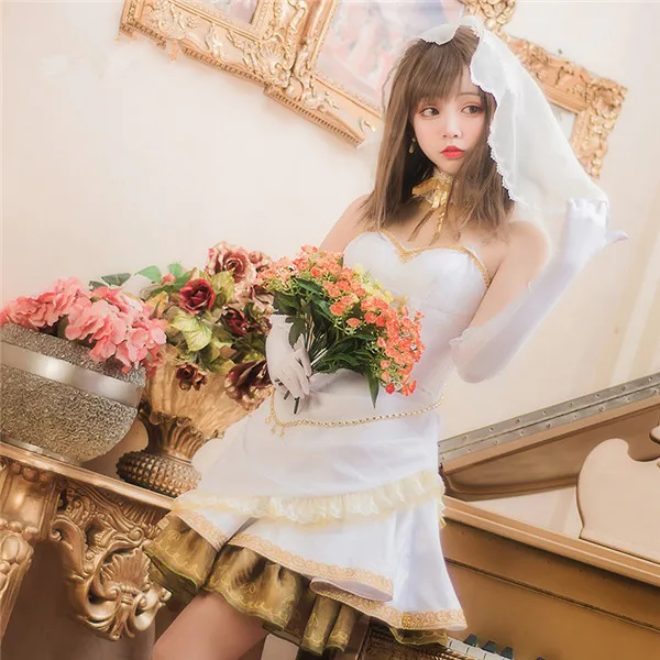 

The Popular Game Cosplay Costume Baiqi lady leading beautiful Wedding Dress Lovely style free shipping A