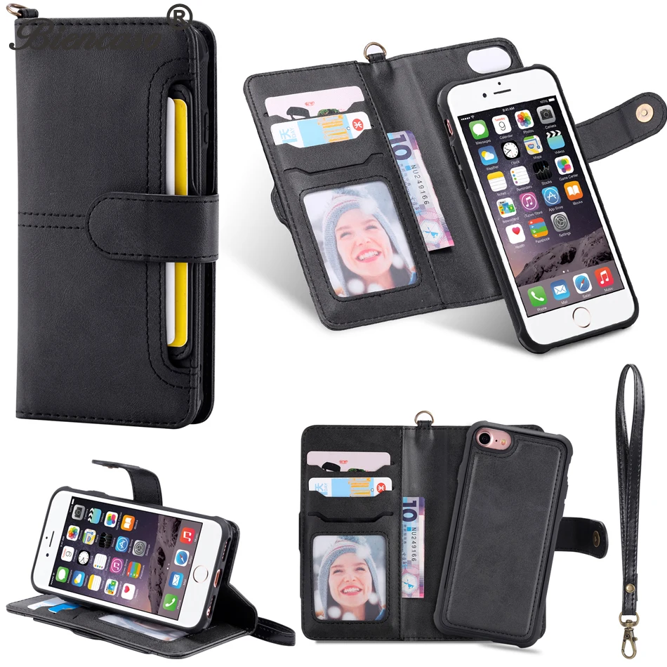 Для iPhone X Case кожи 2 в 1 Магнитная Съемная откидная крышка для iPhone 6 S Plus, 8, 7 Plus, 6, 6 S Чехол кошелек Coque B129