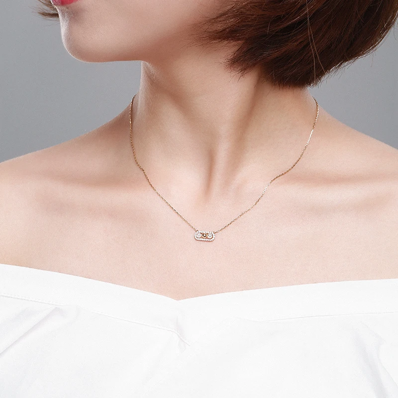 ?? SA SILVERAGE 9 K イエローゴールドのペンダントネックレスシェルパールネックレス AAA ジルコニア女性の恋人