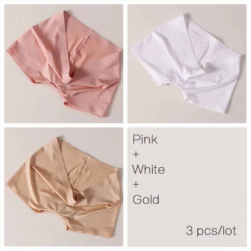 Pink White Gold DULASI шелковые женские бесшовные трусики, сексуальные шорты, нижнее белье, трусы для девочек, низкая талия, японские нейлоновые трусики, 3 шт./набор - Цвет: Pink White Gold