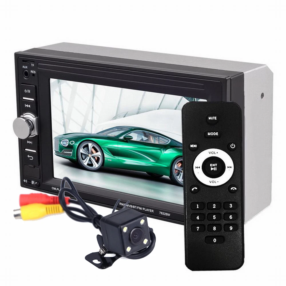 Стерео MP5 плеер 2 din 6 дюйма Bluetooth mirrori link с задней камерой сенсорный экран 9 языков