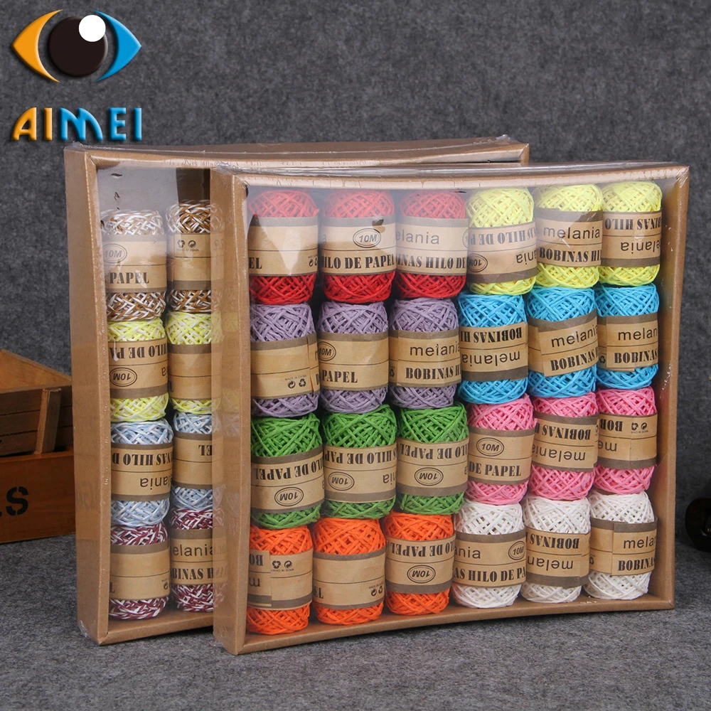 Цветной бумажный канат Raffia ручной работы DIY Детский сад ткачество цветы веревки для выпечки упаковочные материалы ручная вязальная Веревка 10 метров