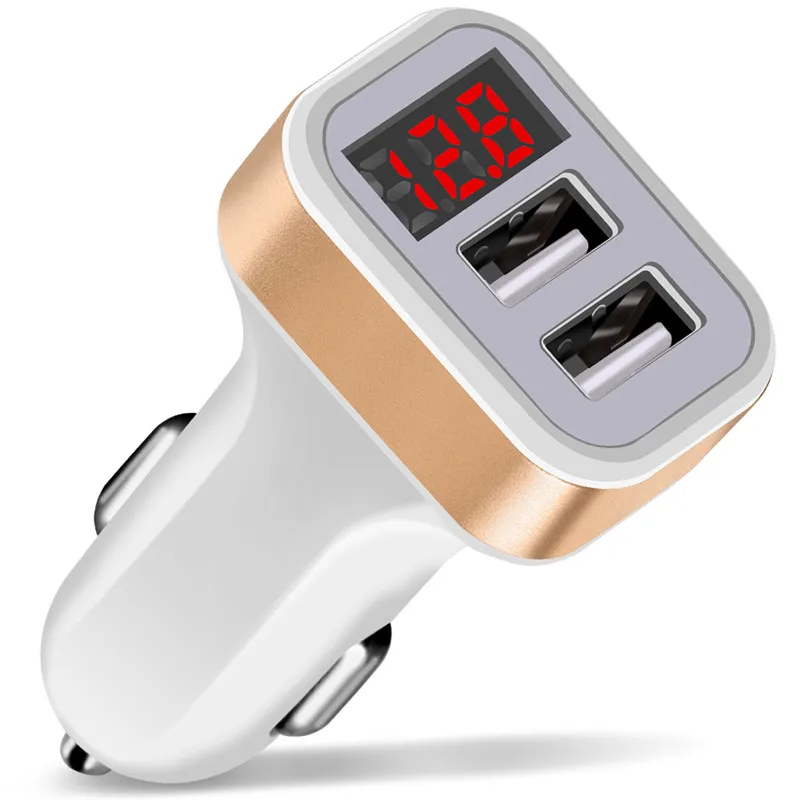 Приседать USB Автомобильное зарядное устройство со светодиодным экраном