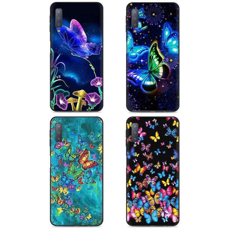 Фэнтези Красочные бабочки Мягкий силиконовый чехол для телефона Samsung A3 A5 A6 Plus A7 A8