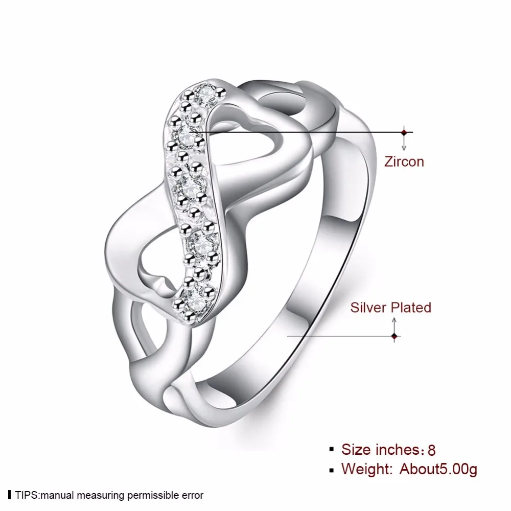 Wholesale Bow Zircon Ring Inlaid Stone Infinity Rings Fashion Silver Plated Jewelry Beautiful Gifts for Ladies Cheap | Украшения и