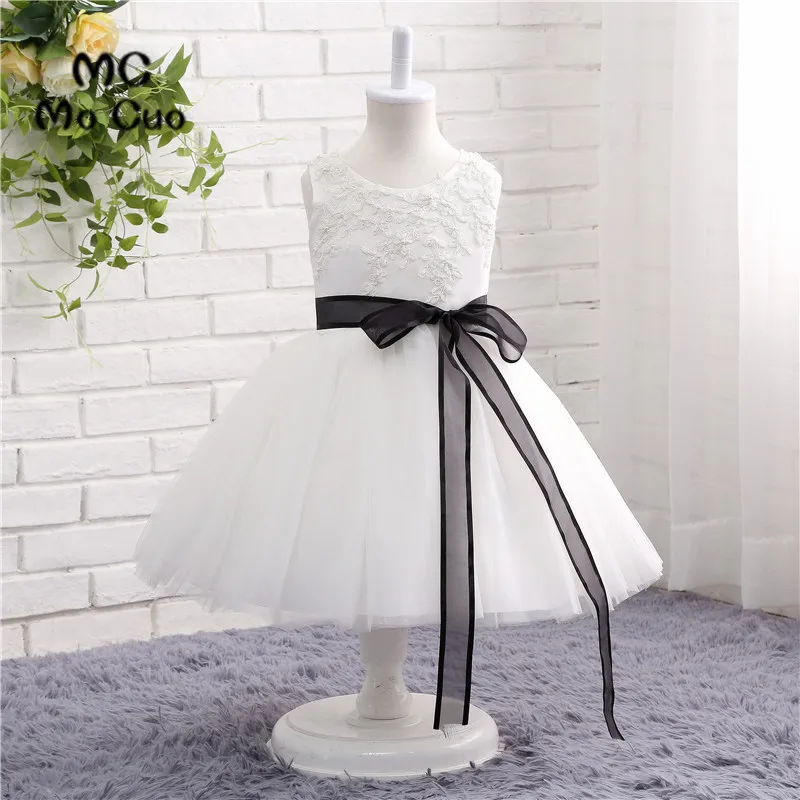 2017 г. Платья для девочек с настоящим цветком Бальные платья бантом из ленты и