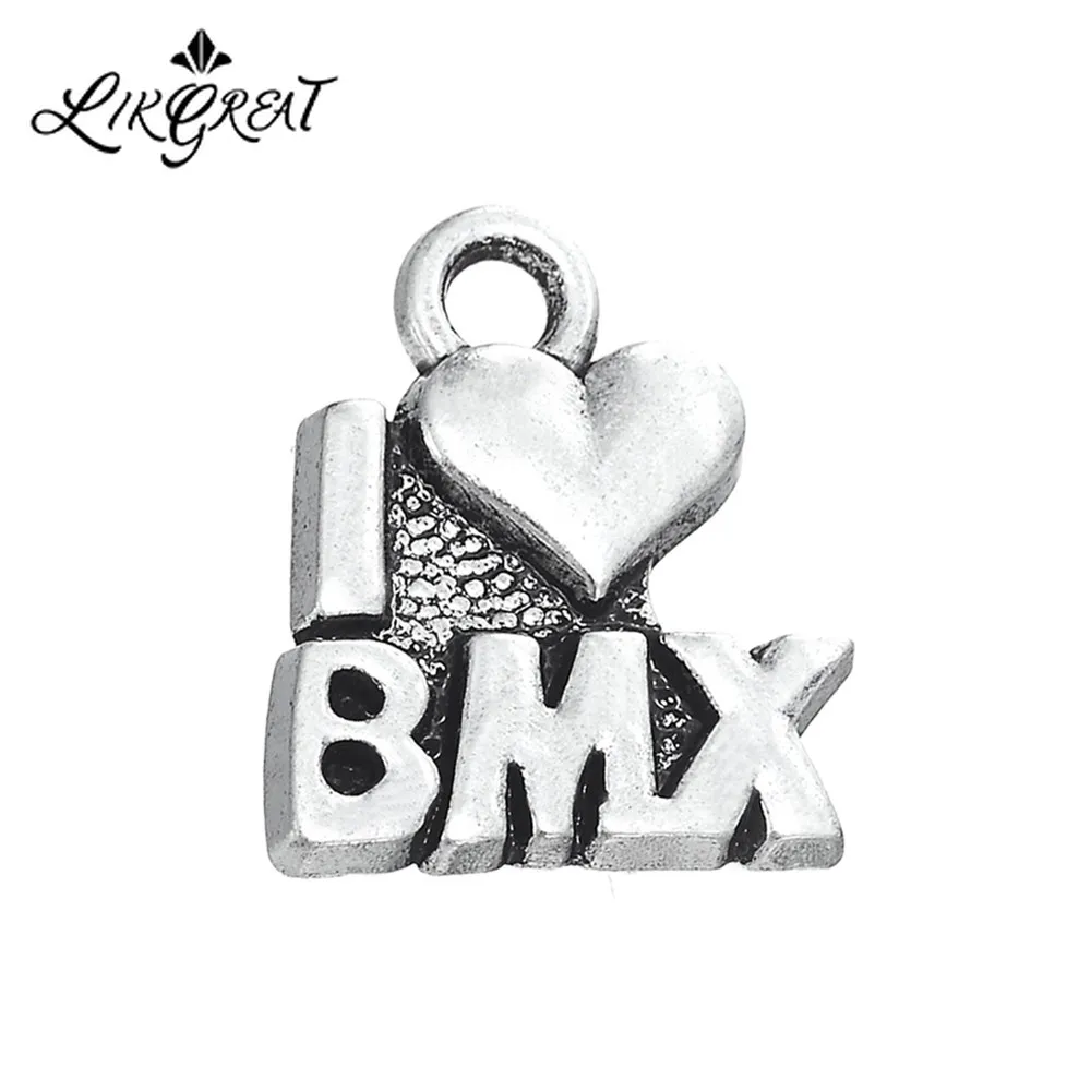Подвеска LIKGREAT в виде сердца I Love с буквами BMX для изготовления ювелирных изделий