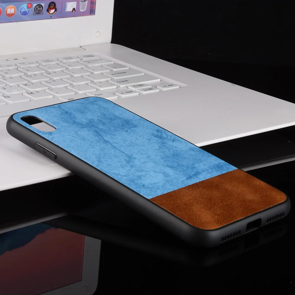 Luxury PU Leather Canvas Case For Apple iPhone XS Xs Retro Business Cowboy Hybrid Jeans Style Cover for X 5.8&quot | Мобильные