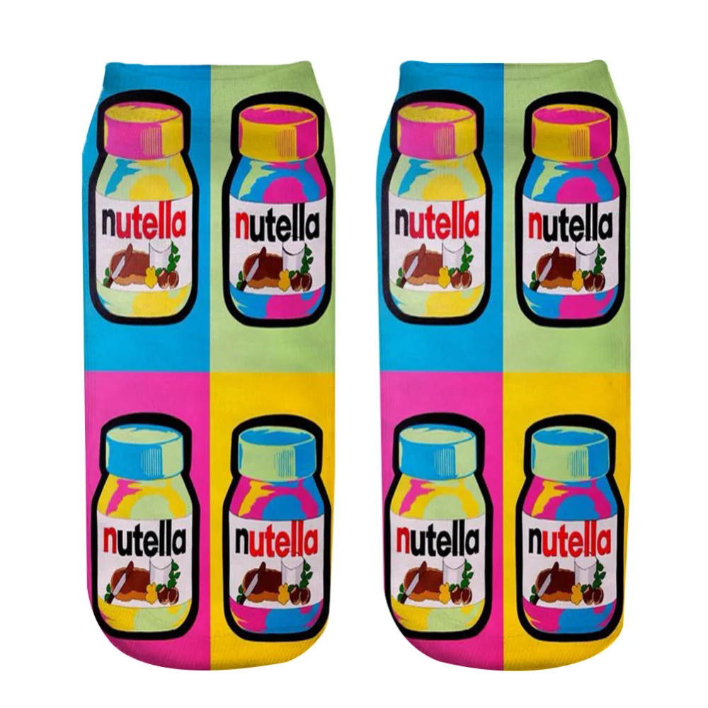 1 пар/упак. разноцветные забавные носки Nutella с принтом для девочек повседневные