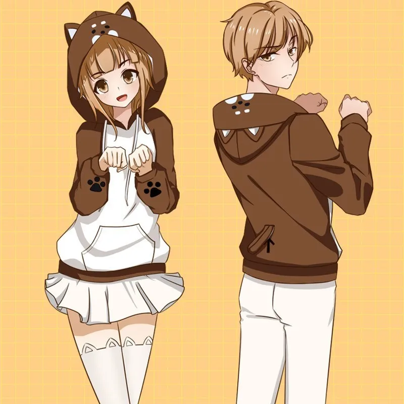 Девушки Харадзюку аниме милая муко! Толстовка с капюшоном Милая Doge Сиба ину костюмы для косплея пальто