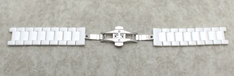 Ремешок керамический для наручных часов белый браслет с вогнутыми концами