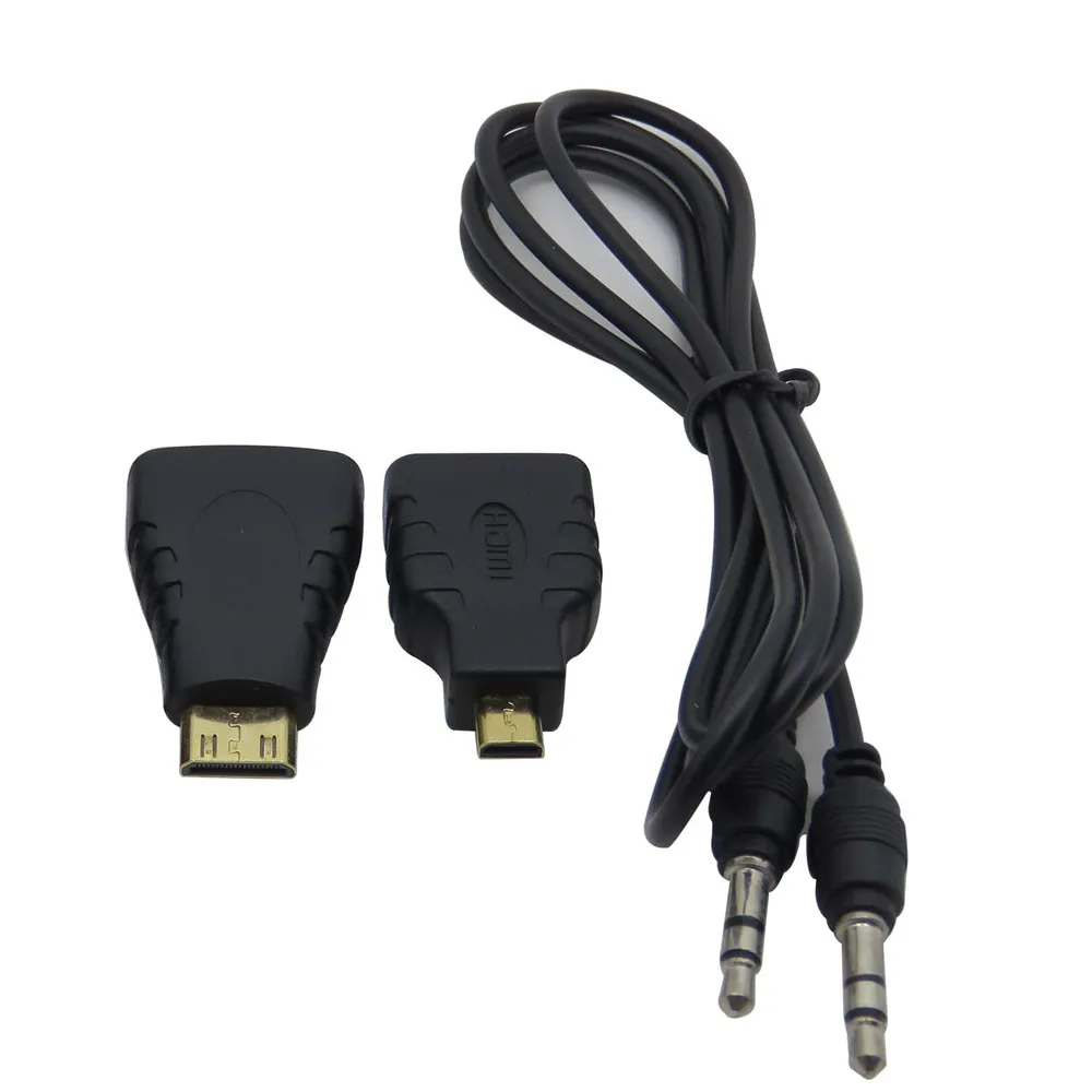 Кабель-переходник 1080p HDMI на VGA с аудио+ HDMI на мини микро HDMI адаптер 3в1 кабель конвертер