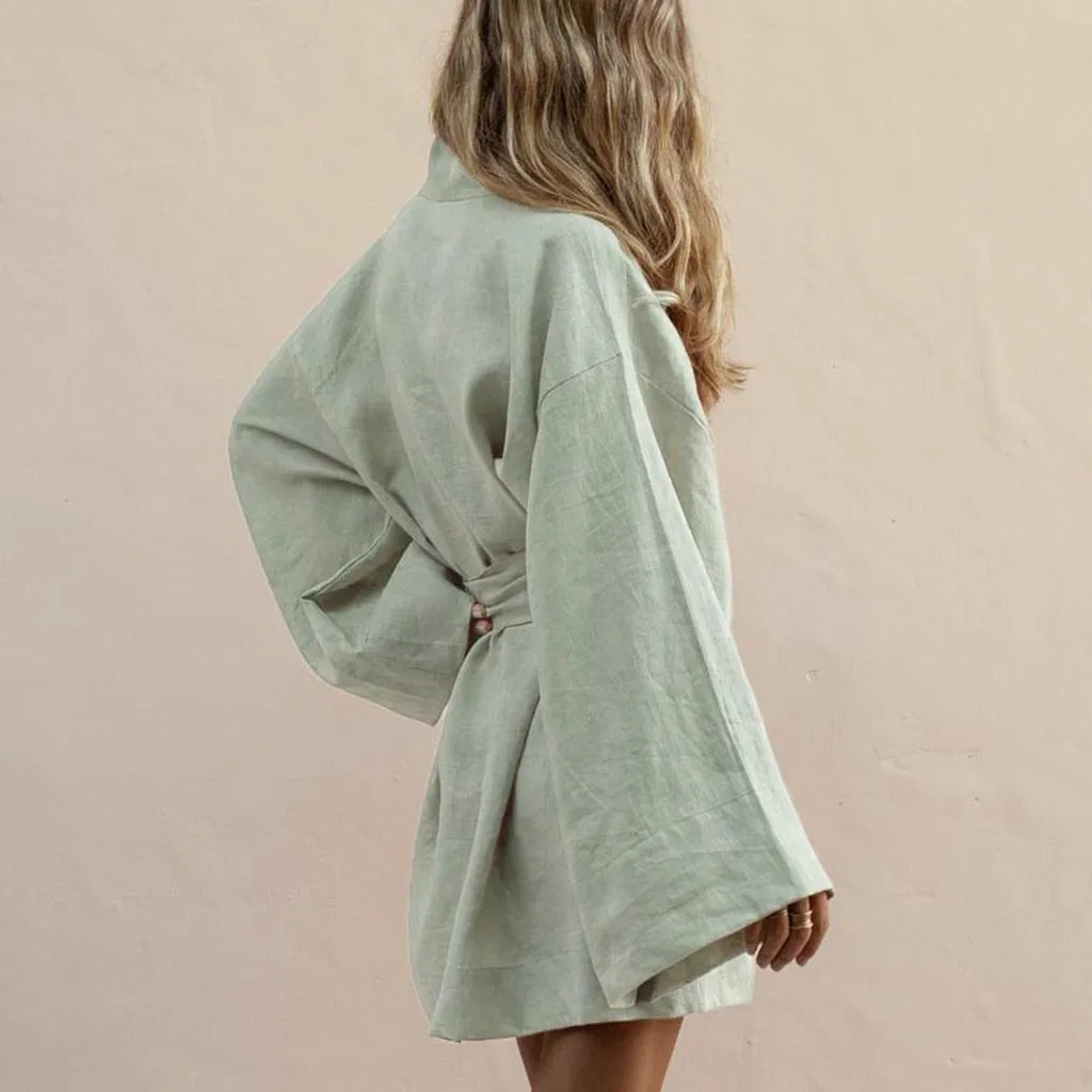 Женское Хлопковое платье повседневное свободное пляжное с v-образным вырезом