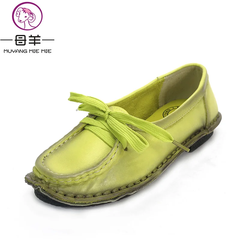 Женские шнурованные туфли ручной работы на плоской подошве красочные из