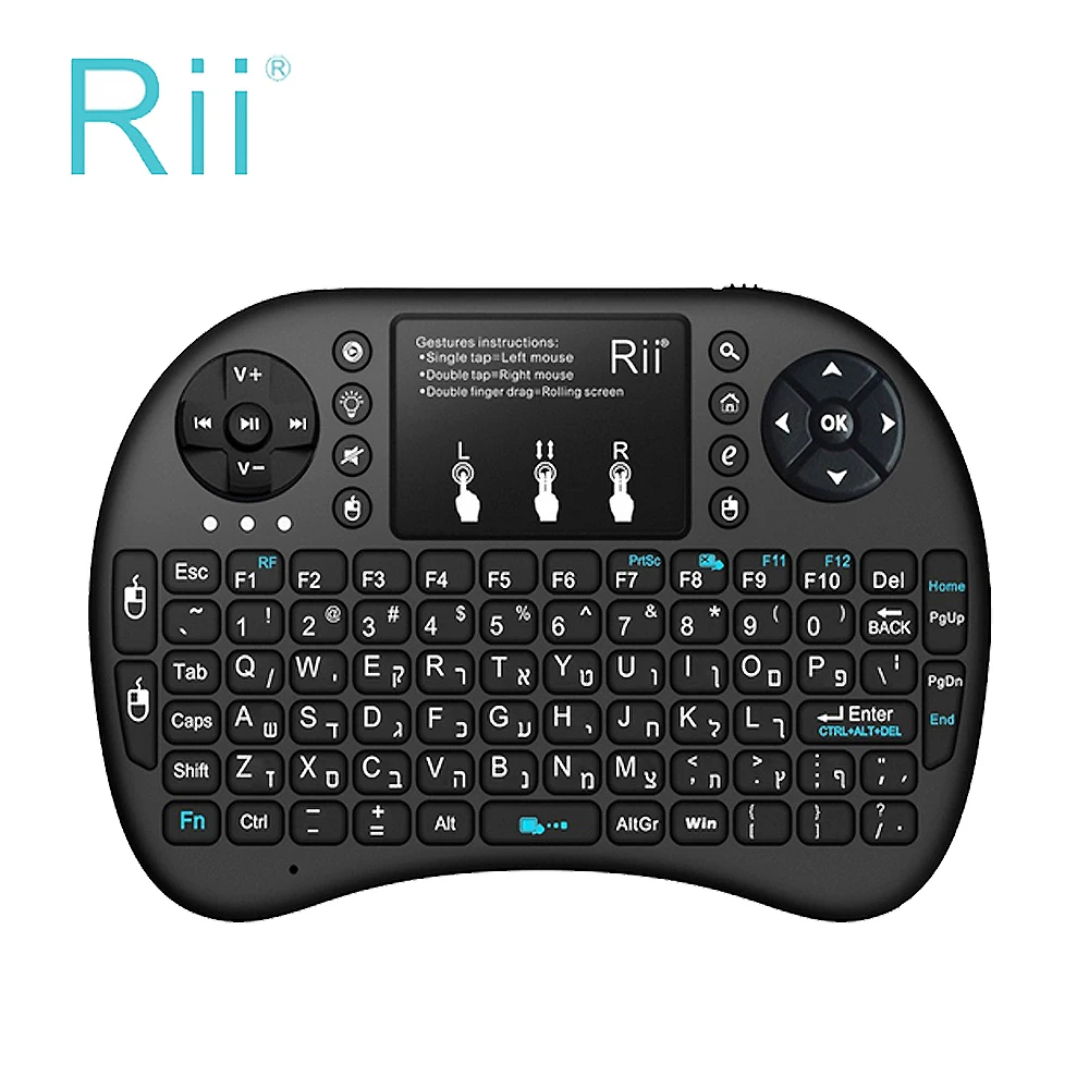 Беспроводная клавиатура Rii i8 + 2 4G английская русская испанская с подсветкой Air Mouse