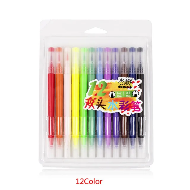 12-04371 MIRUI, 100 цветов, FineLiner, рисование акварелью, художественные маркеры, ручки с двойным наконечником, кисточка, школьные принадлежности - Цвет: 12-04371