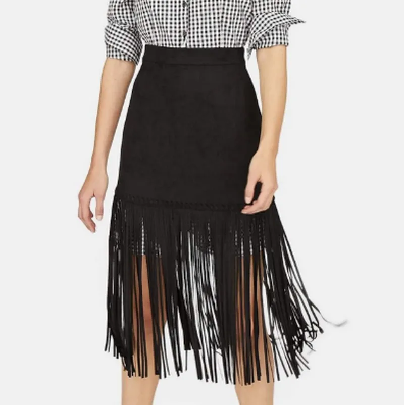Женская юбка с кисточками для ночного клуба модная уличная одежда высокой талией