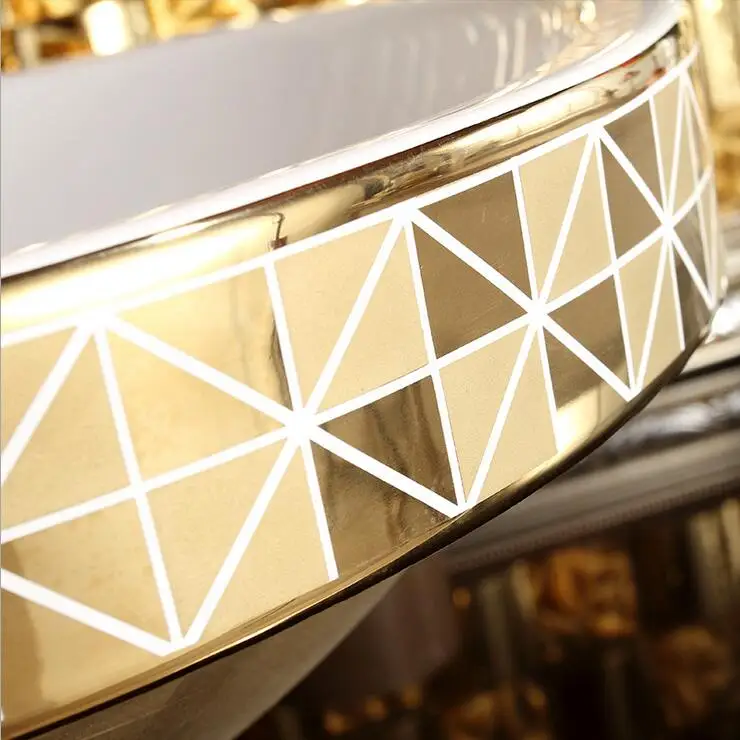 Золотая мозаика керамическая круглая полустолешница раковина для ванной