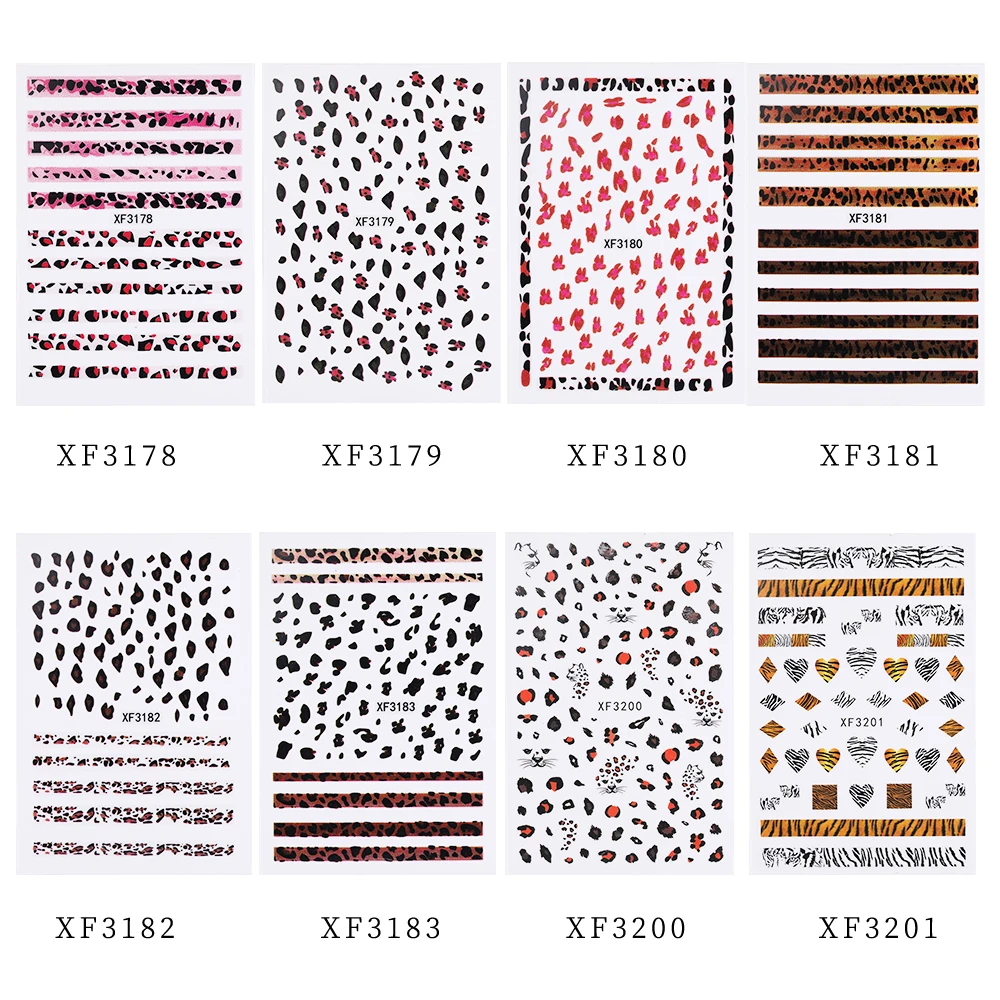 3D Наклейки для ногтей с леопардовым принтом модный дизайн переводные наклейки