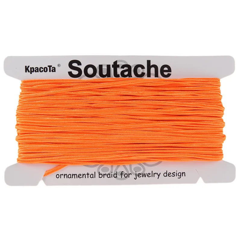 fluorescent orange KPacTa несколько цветов 34 ярда(31 м) 3 мм ширина китайский узел Soutach цвета нейлоновый шнур DIY ювелирные изделия ручной работы плетеный материал - Цвет: fluorescent orange