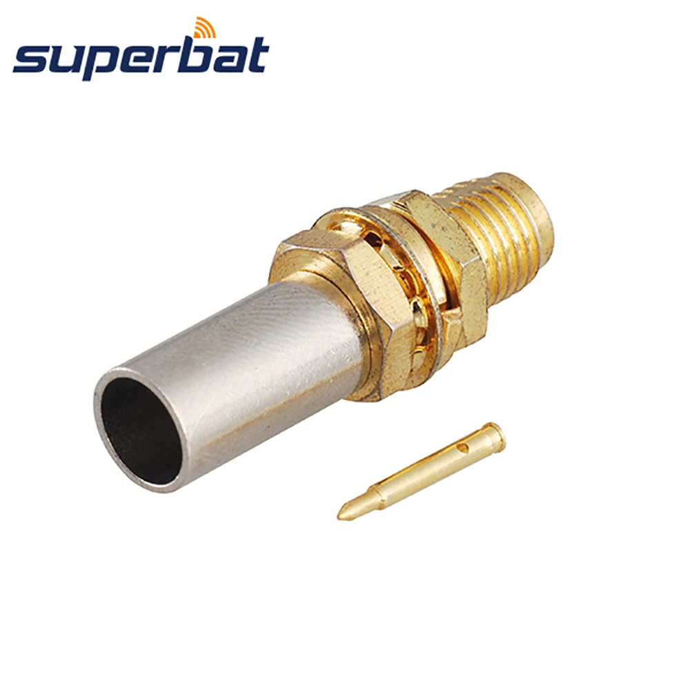 

Superbat RP-SMA Crimp Female(male pin) Bulkhead RF Connector for Coaxial Cable RG59 LMR200