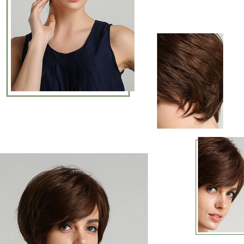 Haircube синтетические 6 дюймов короткие 50% человеческие волосы парики с челкой естественная волна темно-коричневый пушистый многослойный парик для женщин