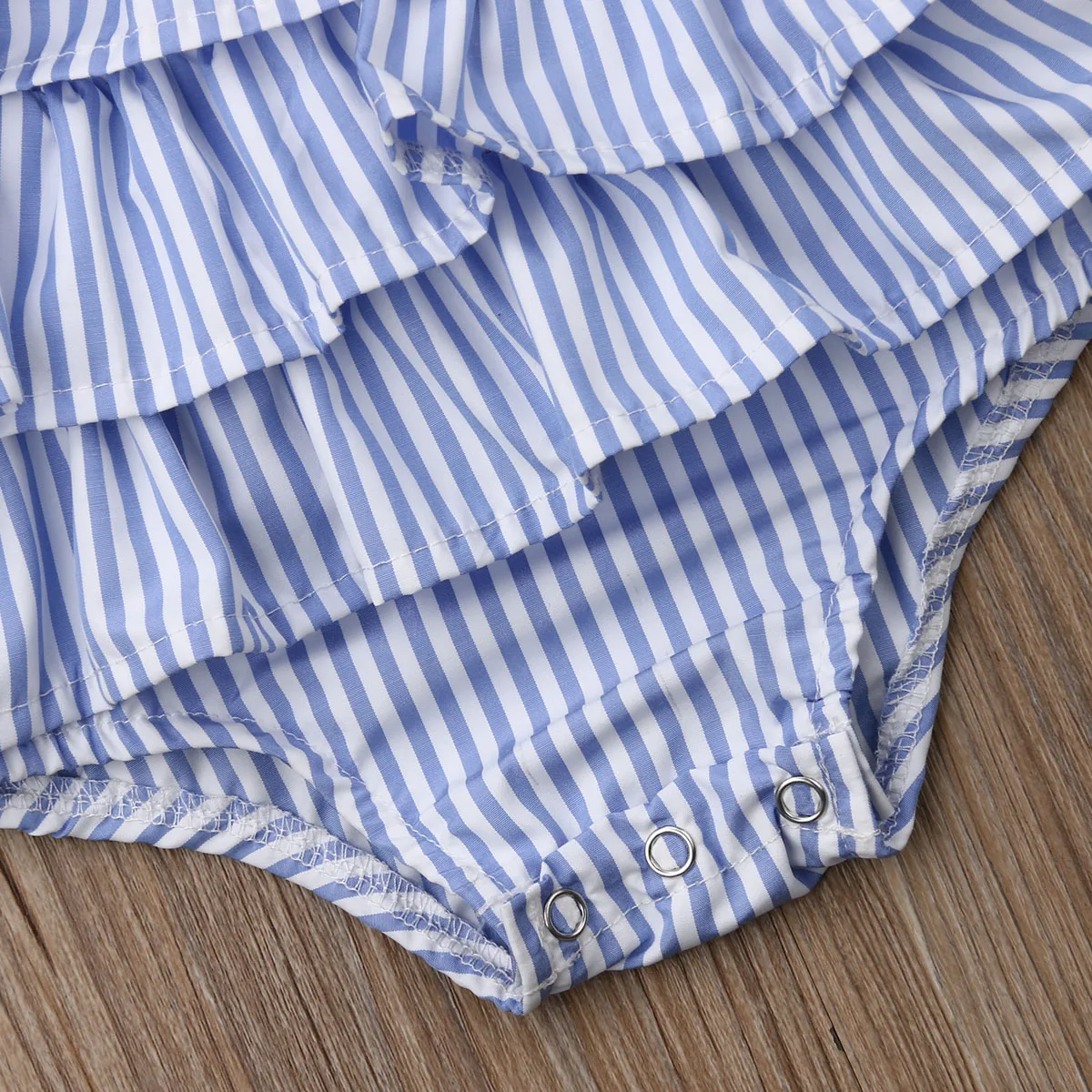 

New Product 2019 Summer Baby Girls Striped Bow Sleeveless Ruffle Bodysuit Outfits