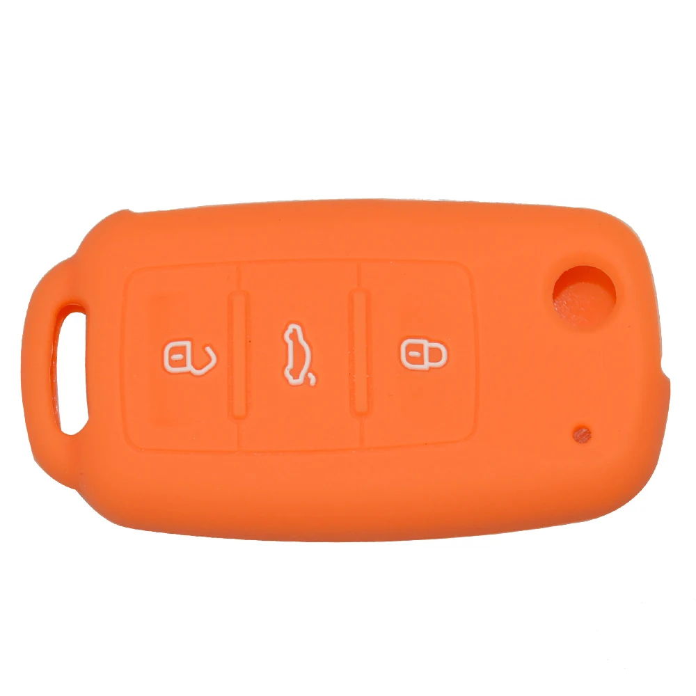 OkeyTech силиконовый чехол для ключей от машины 3 кнопки V W Golf POLO Bora Seat Leon Toledo Altea Ibiza Skoda