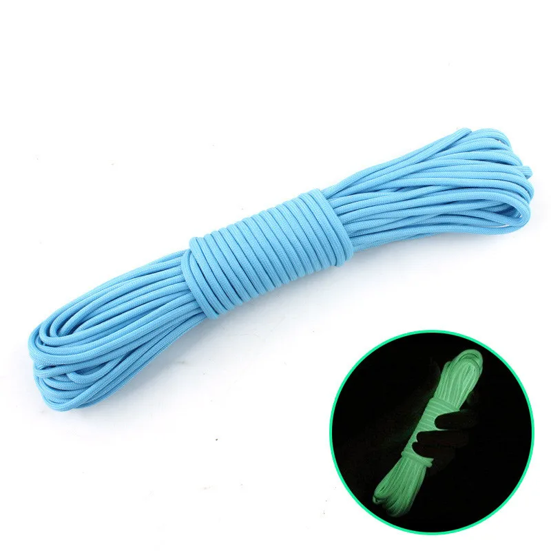 Light blue 20 м 9 нитей шнур светящийся нейлоновый Паракорд парашютный канат для наружного альпинизма Кемпинг Пряжка веревка - Цвет: Light blue