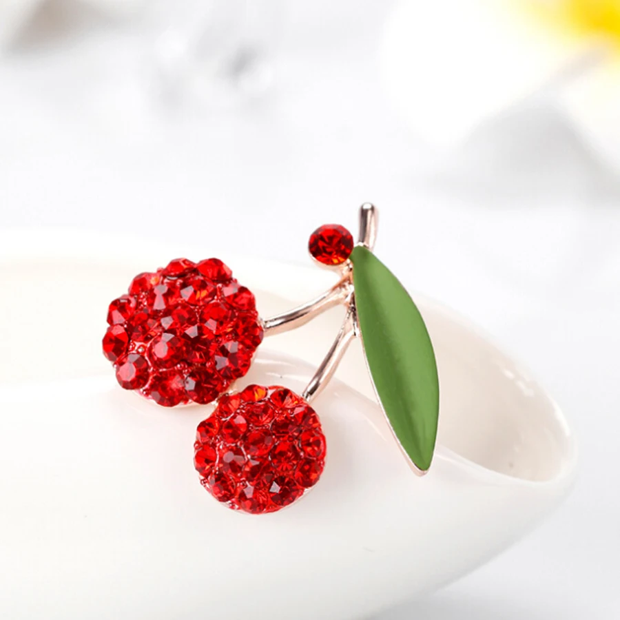 Красные хрустальные броши для женщин Детская Брошь в виде вишни корсажный букет