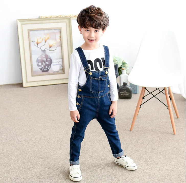 Новинка джинсовый комбинезон для мальчиков и девочек Детские Модные брюки на