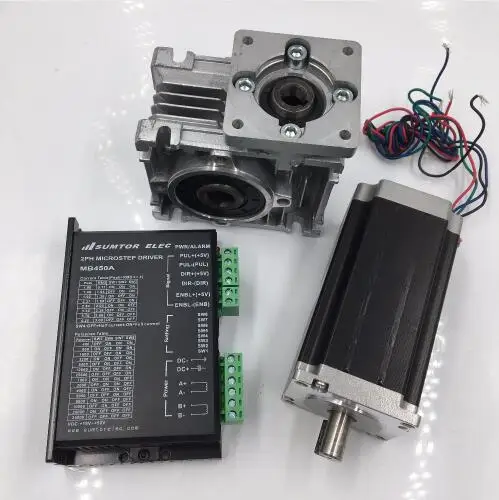 Nema23 шаговый двигатель L56mm 5:1 редуктор червячного редуктора 5.5Nm 2ph DC24 50V 4.2A драйвер и