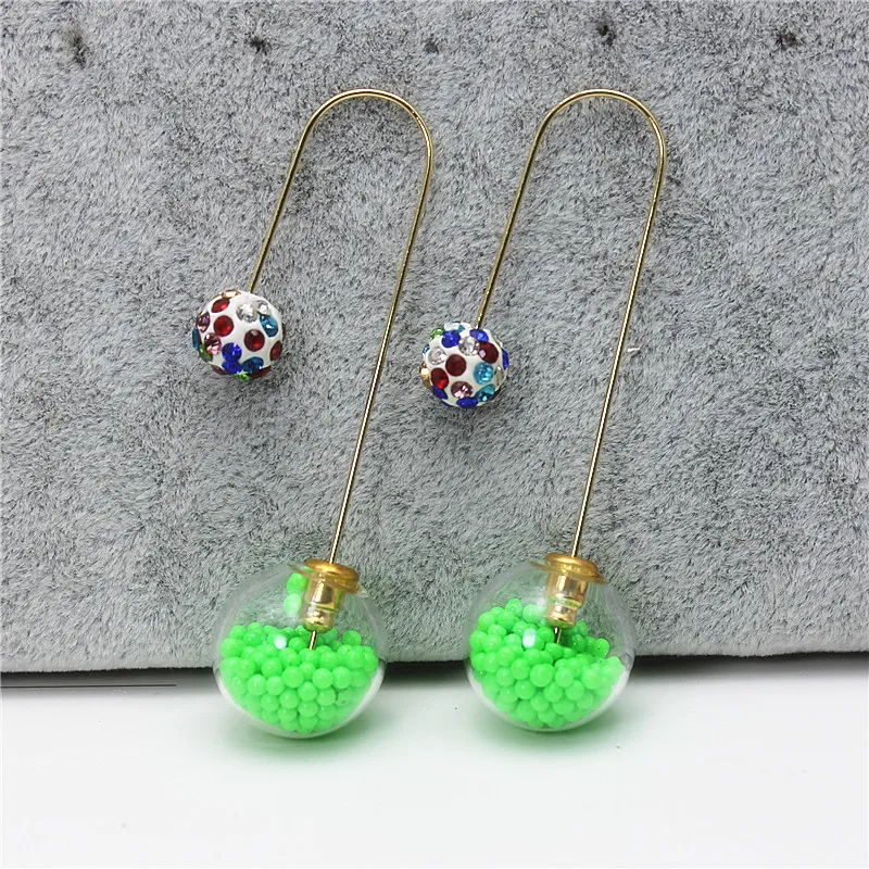 Женские серьги пусеты элегантные длинные из стекла новый дизайн 2019|earrings double|stud