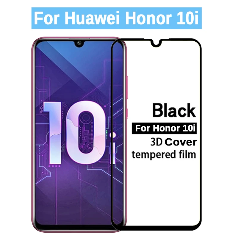 Protective Glass For Huawei Honor 10i Tempered Glass Full Cover Safety Film Screen Protector On Honer 20 Lite HRY-LX1T 6.21inch