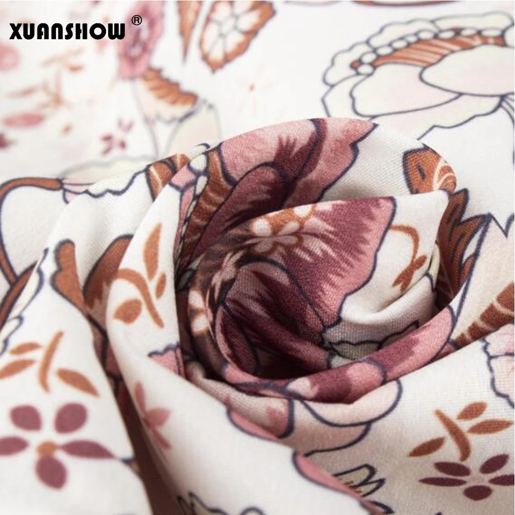 Платье XUANSHOW женское мини платье на бретельках с принтом и открытой спиной лето